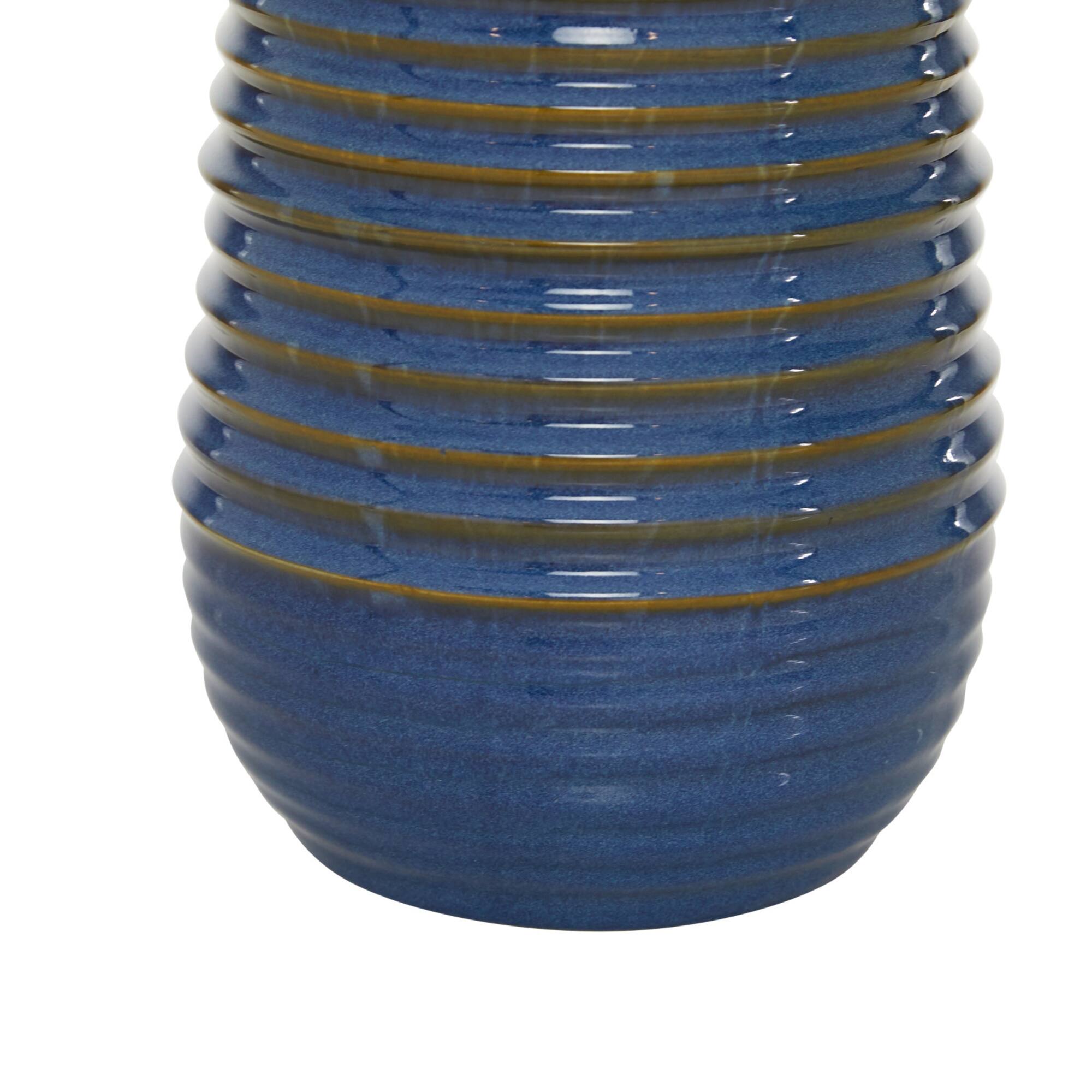 Blue Ceramic Rustic Table Lamp, 28" x 15" x 15"